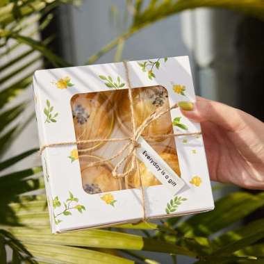 10pcs egg tart box kotak kue donut dessert box egg tart box pie soes Daun Kuning