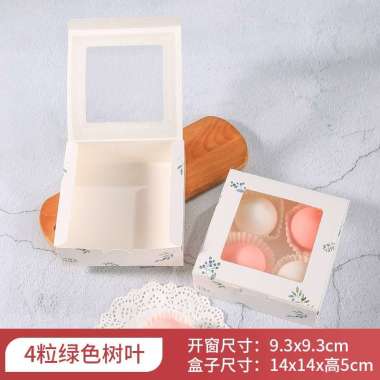 10pcs egg tart box kotak kue donut dessert box egg tart box pie soes Daun Hijau