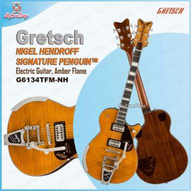 GRETSCH G6134TFM-NH NIGEL HENDROFF SIGNATURE PENGUIN ELECTRIC GUITAR - AMBER FLAME
