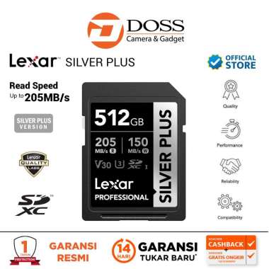Lexar 512GB Professional SDXC SILVER PLUS UHS-I Memory Card 205MB/s