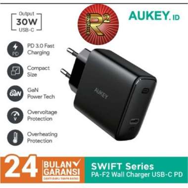 Aukey Charger PA-F2 Swift Series 30W PD Charger Original Garansi Aukey Multicolor
