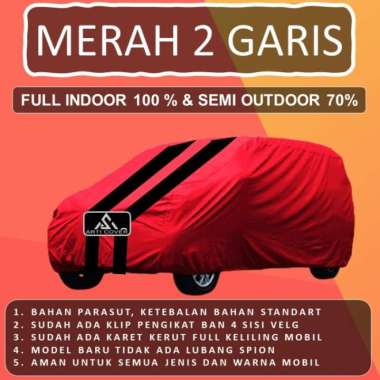 WLF Selimut Sarung Body Cover Mobil Brio Brio Satya Free pengikat ban Merah 2 Garis