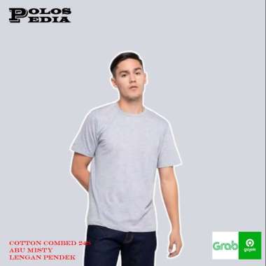 ABU MISTY Cotton Combed 24s Lengan Pendek Kaos Polos Pria dan Wanita XXL