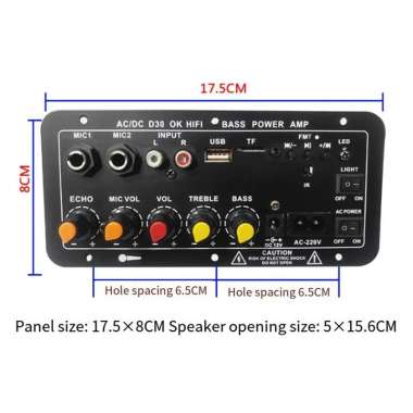 Amplifier Board Audio Bluetooth USB Subwoofer DC 12-24V