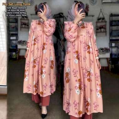 Ziva Set Tunik Setelan Wanita Long Tunik Rayon Diamond Premium One Set Wanita Kekinian Celana Kulot 