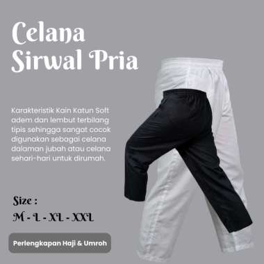 Celana Sirwal Pria Basic Warna Hitam Putih Perlengkapan Haji XXL Putih