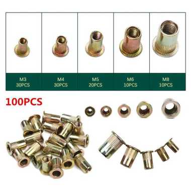 JERBOR Rivet Nut Mur M3 M4 M5 M6 M8 Carbon Steel 100 PCS