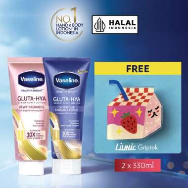 Vaseline Healthy Bright​ Gluta-Hyaluron Serum Burst Dewy Lotion [330 mL] + Overnight Repair Body Lot