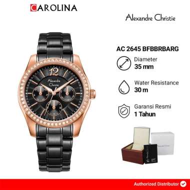 Jam Tangan Wanita Alexandre Christie Classic AC 2645 BFBBRBARG Black Dial Black Stainless Steel Stra