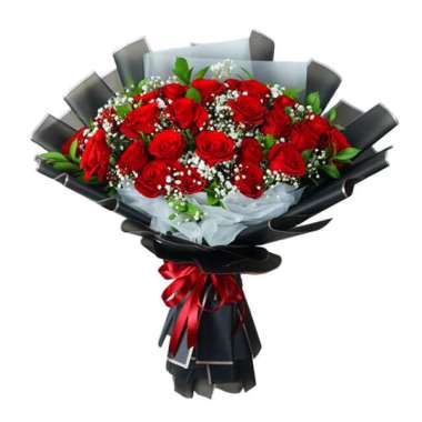 Buket Bunga Mawar Merah - Karangan Mawar Merah Romantis - FlowerAdvisor 24 Tangkai