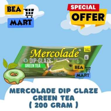 Mercolade Dip Glaze Green Tea 200 gr | Topping Donat Cair Selai Manis DipGlaze GreenTea Kemasan Pouc