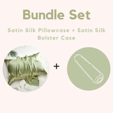 Hampers BUNDLE QUE Sarung Bantal Guling PREMIUM Satin Silk Terlibeauty SAGE GREEN