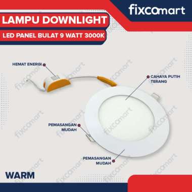 Lampu Downlight LED Panel Bulat 9 Watt Kuning