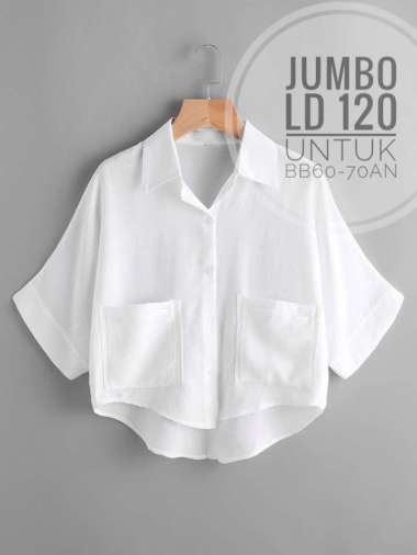 Baju Atasan Blouse Kemeja Retro Crop Top Lengan Pendek Balon Putih - balon lengan pk lowly jumbo