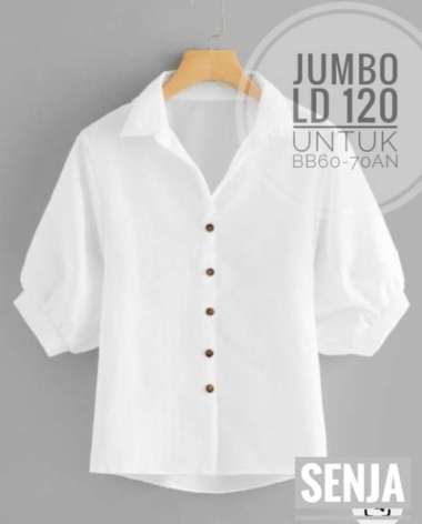 Baju Atasan Blouse Kemeja Retro Crop Top Lengan Pendek Balon Putih - balon lengan pk B pendek jumbo