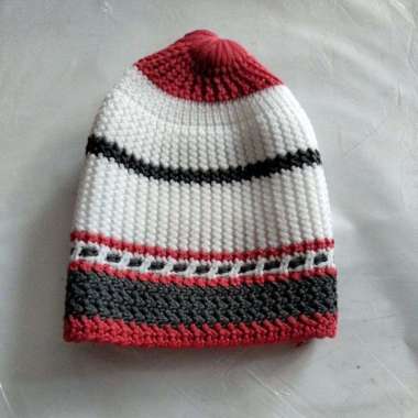 Peci Bayi Rajut Halus Melar New Born Anak Laki 0-3 Thn Lis Merah