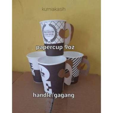 papercup/paper cup/gelas kopi kertas motif uk.8oz,9oz handle/gagang 9oz handle motif kopi