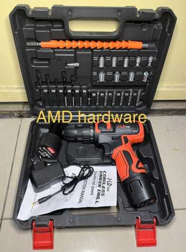 Mesin Bor Baterai Cordless Drill SET +Mata Bor JLD 12V (maktec,ryu,aeg