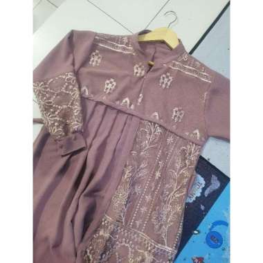 AGHNIA DRESS Gamis Terbaru Bahan Krinkle Kombinasi Tille Sapto Elegan, Simple, Hits ROSEGOLD