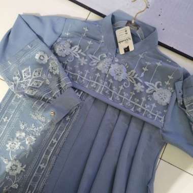 AGHNIA DRESS Gamis Terbaru Bahan Krinkle Kombinasi Tille Sapto Elegan, Simple, Hits DENIM