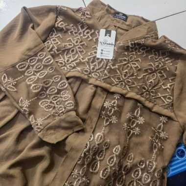 AGHNIA DRESS Gamis Terbaru Bahan Krinkle Kombinasi Tille Sapto Elegan, Simple, Hits MOKA