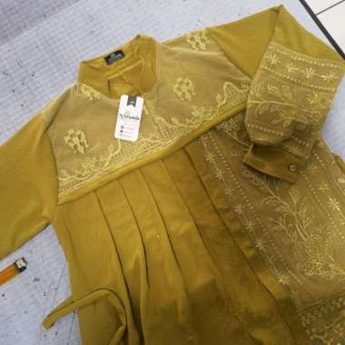 AGHNIA DRESS Gamis Terbaru Bahan Krinkle Kombinasi Tille Sapto Elegan, Simple, Hits LEMON