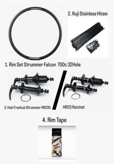 WHEELSET STRUMMER FALCON 700C RIM BRAKE 32 HOLE QR TUBELESS HR200