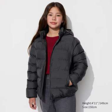 UNIQLO KIDS PUFFTECH Washable Parka Warm Padded Jaket Parka Winter Hoodie Anak Black 150