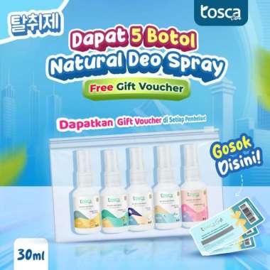 DEODORAN TAWAS TOSCA PAKET BUNDLING 30ML FREE POUCH ALL VARIAN SERIES PAKET B (NATURAL)