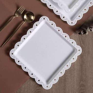 ALIFE Piring Plastik Kotak Kue Buah Salad Square Dessert Plate AL24 Piring Makan Bayi Keramik Aesthe