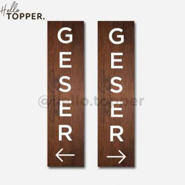 Sign Kayu Geser Label Sign Board UV Print Kayu Panah Kanan