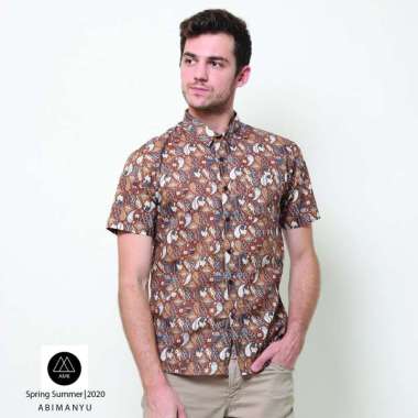 AMK Kemeja Pria Batik Lengan Pendek SH Abimanyu Coklat M