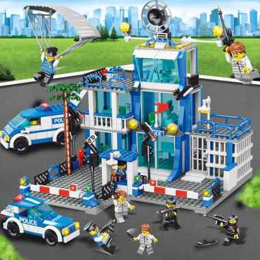 LELE Mainan Balok 1256Pcs Block Kantor Polisi Mainan 3D Puzzle Susun Edukasi Mainan Anak Laki-laki 7