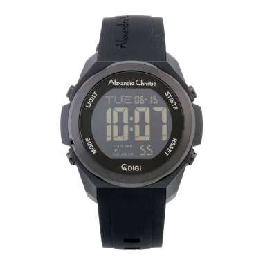 Jam Tangan Pria Alexandre Christie Digi AC 9342 MH RIPBA Men Black Digital Dial Black Rubber Strap