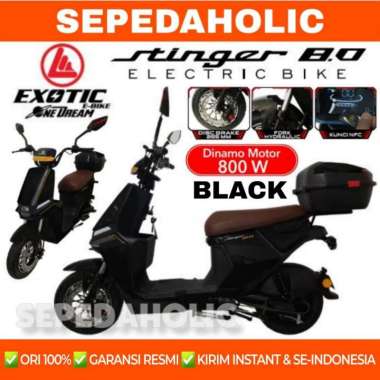 Sepeda Listrik EXOTIC STINGER 8.0 BY PACIFIC 800 Watt Electric E Bike Black