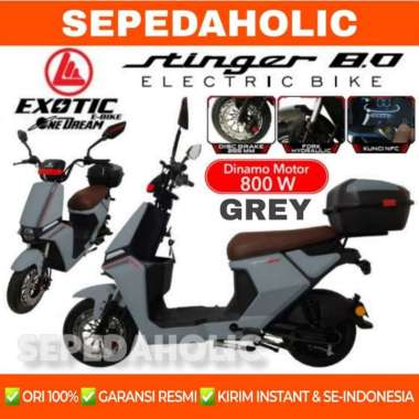 Sepeda Listrik EXOTIC STINGER 8.0 BY PACIFIC 800 Watt Electric E Bike Grey
