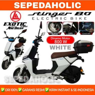 Sepeda Listrik EXOTIC STINGER 8.0 BY PACIFIC 800 Watt Electric E Bike White