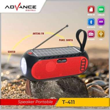 Speaker Bluetooth Advance T411 Portable Surya Speaker Radio Senter Merah