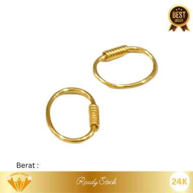 Anting Emas Kadar 24K Model Kenip Polos Family Gold 1gr