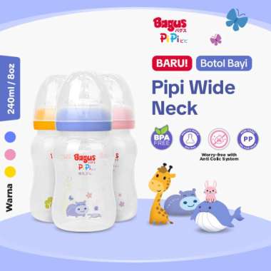 Bagus Pipi Wide Neck Baby Bottle 240 ml (M) - Botol Susu Bayi Biru