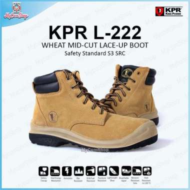 SAFETY SHOES KING POWER KPR L-222 WHEAT MID CUT LACE-UP SAFETY SHOES BOOTS UK 10