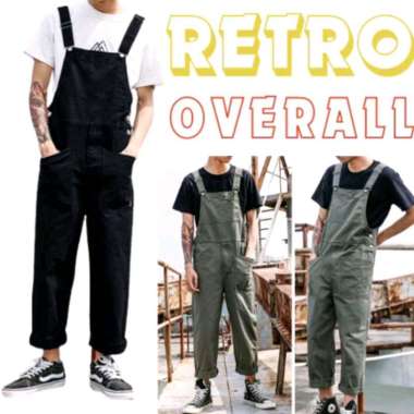 OVERALL RETRO AMERICAN DRILL PRIA WANITA M hitam