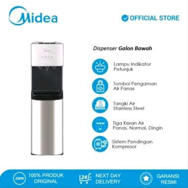 MIDEA YL 1566S Dispenser Galon Bawah Kompresor Stainless Low Watt 190 Watt YL1566S