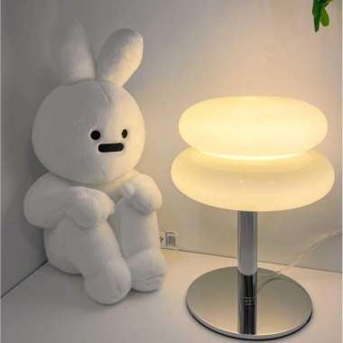 LAMTA Lampu Meja Kaca Hias Macaron LED 12W Tri Color Dimmable Lampu Hiasan Lebaran Standing Apel Dek