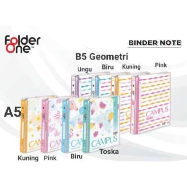 Binder Note B5 Folder One / Buku Note (Ring Loose Leaf) Pink