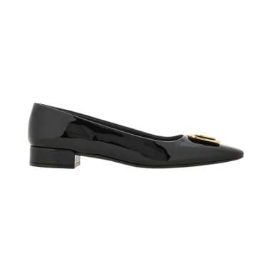 [12.12 Dealcember] Ferragamo Venera 20 Patent Calfskin Pumps Black 8.5 Black