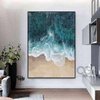 lukisan ombak dinding abstrak teksture modern art plus frame FUTURE ART PAINTING TANPA BINGKAI 120x8