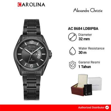 Jam Tangan Wanita Alexandre Christie Classic Steel AC 8684 LDBIPBA Black Dial Black Stainless Steel