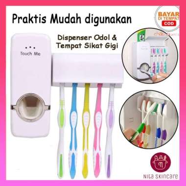 Dispenser Odol Dan Tempat Sikat Gigi Toothpaste Dispenser Alat Pencet Odol Otomatis
