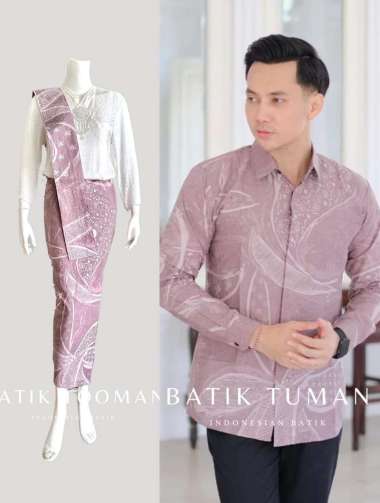 RANUPATI MAUVE Couple Sarimbit Rok & Kemeja Batik Slimfit Warna Soft Ungu Bahan Katun Halus Rok Bati